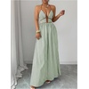 image:imageFloerns Womens Striped Halter Maxi Dress Backless Smocked Beach Vacation Boho DressGreen