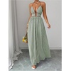 image:imageFloerns Womens Striped Halter Maxi Dress Backless Smocked Beach Vacation Boho DressGreen
