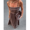 image:imageFloerns Womens Striped Summer Maxi Dress Spaghetti Strap Smocked Flowy Vacation SundressesBrown