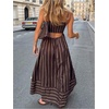 image:imageFloerns Womens Striped Summer Maxi Dress Spaghetti Strap Smocked Flowy Vacation SundressesBrown