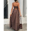 image:imageFloerns Womens Striped Summer Maxi Dress Spaghetti Strap Smocked Flowy Vacation SundressesBrown