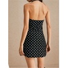 image:imageFloerns Womens Summer Sleeveless Halter Backless Tie Back Polka Dots Bodycon Mini Sun DressBlack