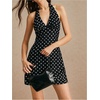 image:imageFloerns Womens Summer Sleeveless Halter Backless Tie Back Polka Dots Bodycon Mini Sun DressBlack