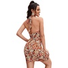 image:imageFloerns Womens Summer Sleeveless Halter Backless Tie Back Polka Dots Bodycon Mini Sun DressBrown Multi