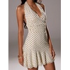 image:imageFloerns Womens Summer Sleeveless Halter Backless Tie Back Polka Dots Bodycon Mini Sun DressWhite Cream