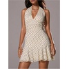 image:imageFloerns Womens Summer Sleeveless Halter Backless Tie Back Polka Dots Bodycon Mini Sun DressWhite Cream