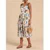 image:imageFloerns Womens Summer Tie Shoulder Midi Dress Tropical Smocked Ruffle Vacation DressesWhite