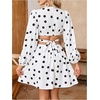 image:imageFloerns Womens Tropical Bishop Sleeve Mini Dress Cut Out Tie Back V Neck Beach A Line DressesWhite Polka Dots