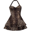 image:imageFloerns Womens Cute Summer Halter Neck Floral Leopard Print Short SundressBrown Multi