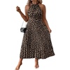 image:imageFloerns Womens Plus Size Boho Sleeveless Halter Neck Tie Back A Line Long DressBrown Leopard