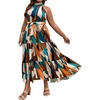 image:imageFloerns Womens Plus Size Boho Sleeveless Halter Neck Tie Back A Line Long DressGreen Geo