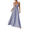 image:imageFloerns Womens Striped Halter Maxi Dress Backless Smocked Beach Vacation Boho DressBlue and White