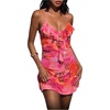image:imageFloerns Womens Y2K Floral Ruffle Trim Cami Dress Spaghetti Strap Deep V Neck Going Out Mini DressesPink Multi