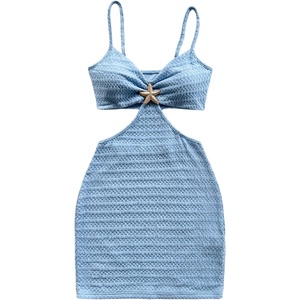 image:imageFloerns Womens Boho Knitted Cut Out Bodycon Dress Starfish Decor Backless Cami Mini DressBlue