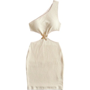 image:imageFloerns Womens Cut Out One Shoulder Mini Dress Textured Beach Bodycon DressesLight Apricot