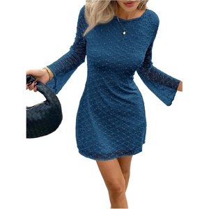 image:imageFloerns Womens Mesh Long Sleeve Mini Dress Crew Neck Graduation Party Bodycon DressRoyal Blue