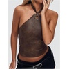 image:imageFloerns Womens Y2k Leather Halter Tops Sleeveless Western Lace Up Going Out CamisoleBrown