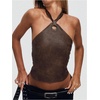 image:imageFloerns Womens Y2k Leather Halter Tops Sleeveless Western Lace Up Going Out CamisoleBrown