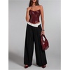 image:imageFloerns Womens Rave Vintage Leather Corset Top Lace Trim Strapless Date Night Party Tube TopsBurgundy