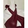 image:imageFloerns Womens Going Out Leather Halter Tops Sleeveless Criss Cross Date Night Corset Crop TopBurgundy