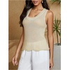 image:imageFloerns Womens Going Out Sleeveless Knitted Sweater Vest Sparkly Sequin Tank TopsGold