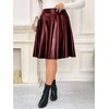 image:imageFloerns Womens Plus Size Pleated Skirts PU Leather Skirt High Waist Flared Skater SkirtBurgundy