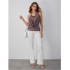 image:imageFloerns Womens Summer Going Out Tops Draped Front Cowl Neck Halter Tops Beaded Backless Sleeveless Y2k Tank TopsCoffee Brown Polka Dots