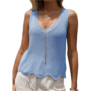 image:imageFloerns Womens Going Out Sleeveless Knitted Sweater Vest Sparkly Sequin Tank TopsBlue