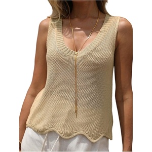 image:imageFloerns Womens Going Out Sleeveless Knitted Sweater Vest Sparkly Sequin Tank TopsLight Khaki