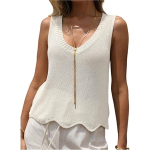 image:imageFloerns Womens Going Out Sleeveless Knitted Sweater Vest Sparkly Sequin Tank TopsWhite