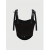 image:imageFloerns Womens Y2k Cami Top Gothic Tie Shoulder Embroidery Asymmetrical Hem Velvet Camisole