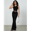 image:imageWomens Y2k Tie Backless Crop Hoodie Sleeveless Draped Front Halter TopsBlack