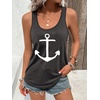 image:imageFloerns Womens Anchor Graphic Scoop Neck Tank Top Sleeveless Casual Vest ShirtsDeep Grey