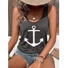 image:imageFloerns Womens Anchor Graphic Scoop Neck Tank Top Sleeveless Casual Vest ShirtsDeep Grey