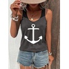 image:imageFloerns Womens Anchor Graphic Scoop Neck Tank Top Sleeveless Casual Vest ShirtsDeep Grey