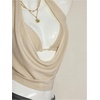 image:imageFloerns Womens Y2k Halter Tops Deep V Neck Draped Tank with Bra Summer Going Out OutfitChampagne