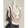 image:imageFloerns Womens Y2k Halter Tops Deep V Neck Draped Tank with Bra Summer Going Out OutfitChampagne