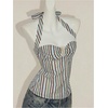 image:imageFloerns Womens Y2k Striped Halter Tops Sleeveless Ruched Open Back Smocked Tank TopBlue Multi
