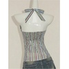 image:imageFloerns Womens Y2k Striped Halter Tops Sleeveless Ruched Open Back Smocked Tank TopBlue Multi