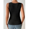 image:imageFloerns Womens Summer Sleeveless Tank Tops Scoop Neck Button Ribbed Going Out TopsBlack