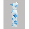 image:imageFloerns Girls 2 Piece Vacation Outfits Floral Sleeveless Off The Shoulder Tops and Maxi Skirt SetBlue