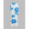 image:imageFloerns Girls 2 Piece Vacation Outfits Floral Sleeveless Off The Shoulder Tops and Maxi Skirt SetBlue