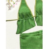 image:imageFloerns Womens 2 Piece Bikini Sets Textured Tie Front Halter Swimsuit with Boyshorts Bathing SuitGreen