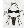 image:imageFloerns Womens 2 Piece Halter Bikini Sets Leopard Tie Side Swimsuit Bathing SuitBrown Multi