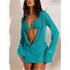 image:imageFloerns Womens 3 Piece Swimsuit Triangle Halter Bikini Sets with Draped Cover UpBlue