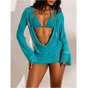 image:imageFloerns Womens 3 Piece Swimsuit Triangle Halter Bikini Sets with Draped Cover UpBlue