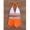 image:imageFloerns Womens Bikini Sets High Waisted Halter Swimsuit with Boyshorts Bathing SuitOrange