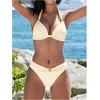 image:imageFloerns Womens Bikini Sets Tie Backless Halter Swimsuit Ruched High Waisted 2 Piece Bathing SuitBeige