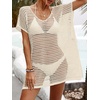 image:imageFloerns Womens Crochet Cover Up Hollow Out Split Vacation Bathing Suit Beach DressBeige