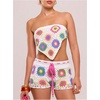 image:imageFloerns Womens Crochet Cover Up Shorts Drawstring Waist Hollow Out Bathing SuitWhite Multi